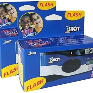 1 Shot Disposable Camera – 35mm One-Time-Use Camera – Single Use Camera with Flash – ASA/ISO 400 Color Film – 27 Exposures – Film Camera Disposable for Party, Wedding, Travel – 2-Pack