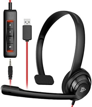 NUBWO HW02 USB Headset with Microphone Noise Cancelling &in-line Control, Ultra Comfort Computer Headset for Laptop pc, On-Ear Wired Office Call Center Headphone for Boom Skype Webinars（Black）