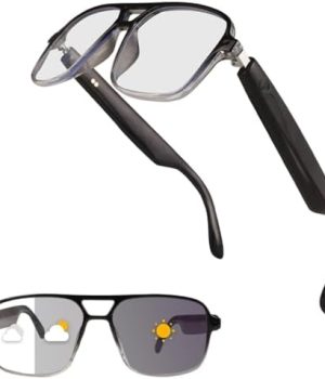 Smart Glasses Bluetooth Audio Glasses Sunglasses Blue Light Glasses for Men Women Color-Change UV Protection Dual Mic
